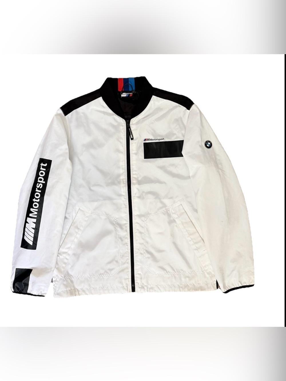 BMW M Motorsport Jacket Men's Size XL White Black Windbreaker Graphic